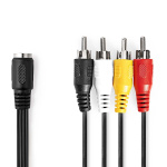Nedis DIN Audiokaapeli | DIN 5-Pin naaras | 4x RCA uros | Niklattu | 0.20 m | Pyöreä | PVC | Musta | Label Nedis DIN Audiokaapeli | DIN 5-Pin naaras | 4x RCA uros | Niklattu | 0.20 m | Pyöreä | PVC | Musta | Label