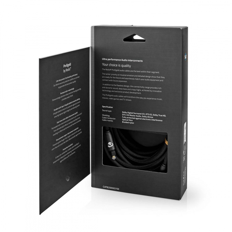 Nedis Optinen Audiokaapeli | TosLink uros | TosLink uros | 5.00 m | Pyöreä | Punottu | Gun Metal Harmaa | Laatikko kannella ja ikkunalla Nedis Optinen Audiokaapeli | TosLink uros | TosLink uros | 5.00 m | Pyöreä | Punottu | Gun Metal Harmaa | Laatikko kannella ja ikkunalla
