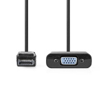 Nedis DisplayPort-sovitin | DisplayPort uros | VGA Naaras | 1080p | Niklattu | 0.20 m | Pyöreä | Musta | Laatikko