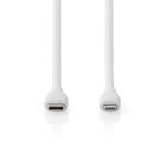 Nedis Lightning Kaapeli | USB 2.0 | Apple Lightning 8-Pin | USB-C™ Uros | 480 Mbps | Niklattu | 1.50 m | Pyöreä | Silikoni | Valkoinen | Laatikko