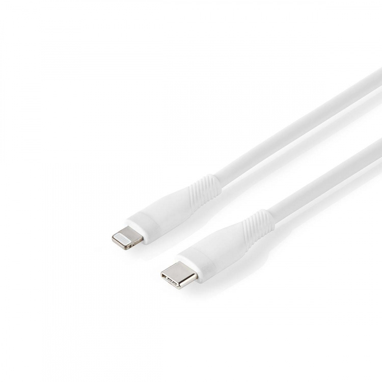 Nedis Lightning Kaapeli | USB 2.0 | Apple Lightning 8-Pin | USB-C™ Uros | 480 Mbps | Niklattu | 1.50 m | Pyöreä | Silikoni | Valkoinen | Laatikko