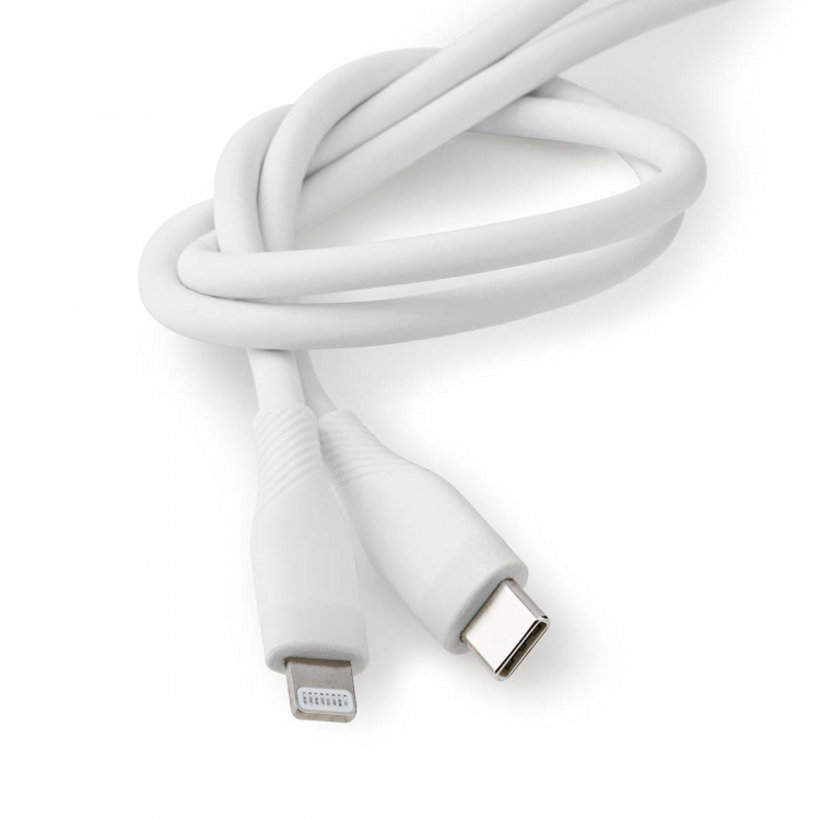 Nedis Lightning Kaapeli | USB 2.0 | Apple Lightning 8-Pin | USB-C™ Uros | 480 Mbps | Niklattu | 1.50 m | Pyöreä | Silikoni | Valkoinen | Laatikko