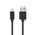 Nedis Lightning Kaapeli | USB 2.0 | Apple Lightning 8-Pin | USB-A Uros | 480 Mbps | Niklattu | 2.00 m | Pyöreä | PVC | Musta | Label
