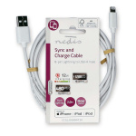 Nedis Lightning Kaapeli | USB 2.0 | Apple Lightning 8-Pin | USB-A Uros | 480 Mbps | Niklattu | 2.00 m | Pyöreä | PVC | Valkoinen | Label
