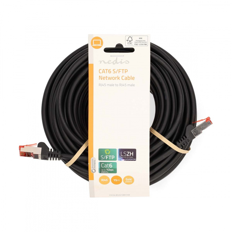 Nedis CAT6 Verkkokaapeli | RJ45 uros | RJ45 uros | S/FTP | 15.0 m | Pyöreä | LSZH | Musta | Label Nedis CAT6 Verkkokaapeli | RJ45 uros | RJ45 uros | S/FTP | 15.0 m | Pyöreä | LSZH | Musta | Label
