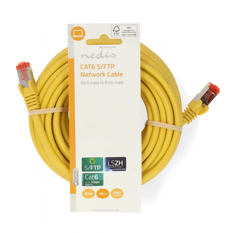 Nedis CAT6 Verkkokaapeli | RJ45 uros | RJ45 uros | S/FTP | 10.0 m | Pyöreä | LSZH | Keltainen | Label Nedis CAT6 Verkkokaapeli | RJ45 uros | RJ45 uros | S/FTP | 10.0 m | Pyöreä | LSZH | Keltainen | Label