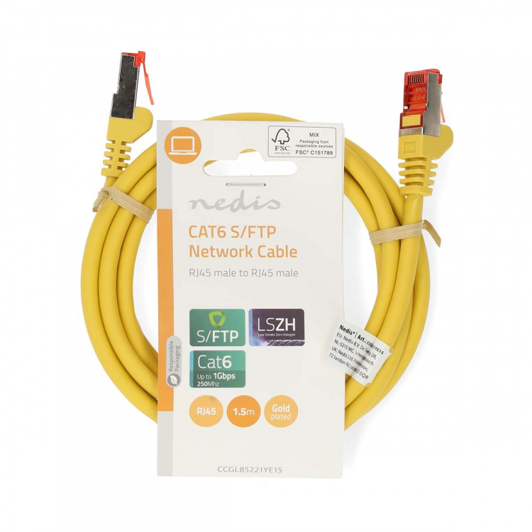 Nedis CAT6 Verkkokaapeli | RJ45 uros | RJ45 uros | S/FTP | 1.50 m | Pyöreä | LSZH | Keltainen | Label Nedis CAT6 Verkkokaapeli | RJ45 uros | RJ45 uros | S/FTP | 1.50 m | Pyöreä | LSZH | Keltainen | Label