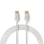 Nedis DisplayPort kaapeli | DisplayPort uros | DisplayPort uros | 8K@60Hz | Kullattu | 2.00 m | Pyöreä | Punottu | Hopea | Laatikko kannella ja ikkunalla