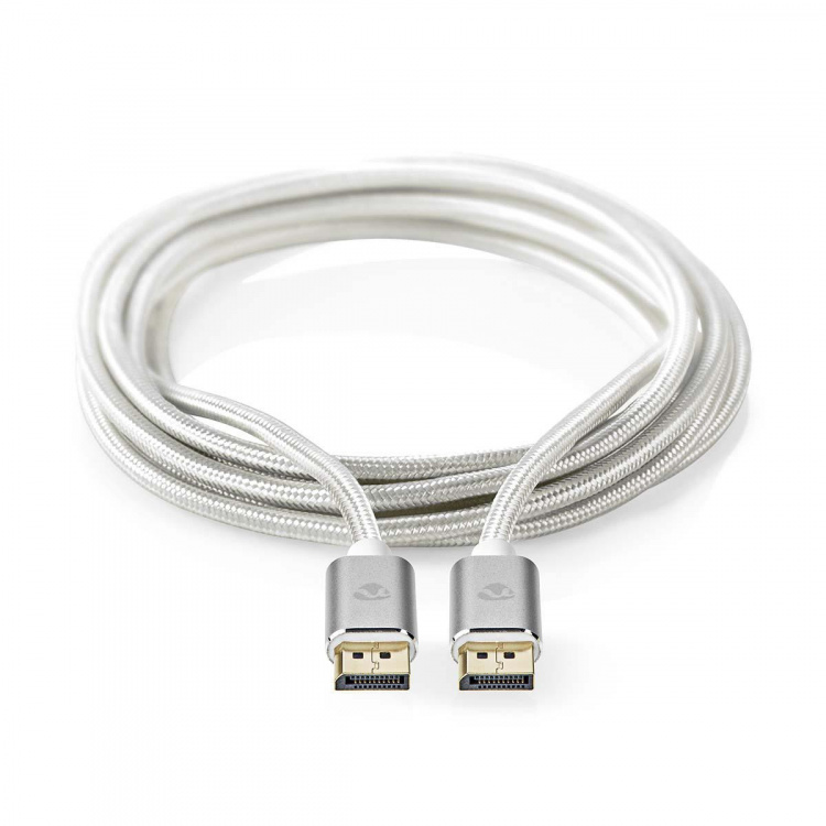 Nedis DisplayPort kaapeli | DisplayPort uros | DisplayPort uros | 8K@60Hz | Kullattu | 2.00 m | Pyöreä | Punottu | Hopea | Laatikko kannella ja ikkunalla
