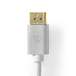 Nedis DisplayPort kaapeli | DisplayPort uros | DisplayPort uros | 8K@60Hz | Kullattu | 2.00 m | Pyöreä | Punottu | Hopea | Laatikko kannella ja ikkunalla