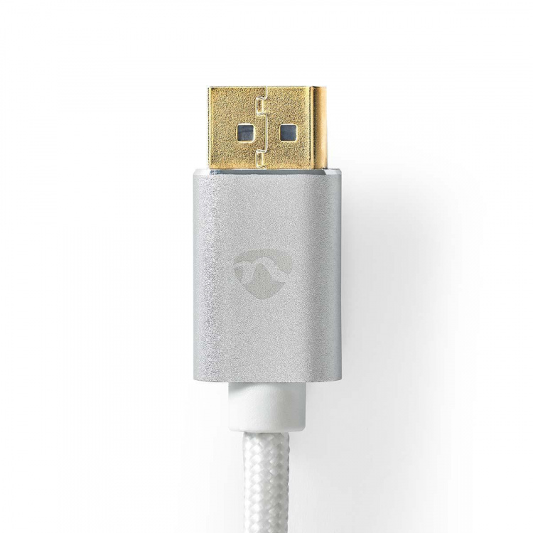 Nedis DisplayPort kaapeli | DisplayPort uros | DisplayPort uros | 8K@60Hz | Kullattu | 2.00 m | Pyöreä | Punottu | Hopea | Laatikko kannella ja ikkunalla