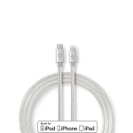 Nedis Lightning Kaapeli | USB 2.0 | USB-C™ Uros | Apple Lightning 8-Pin | 480 Mbps | Kullattu | 2.00 m | Pyöreä | Nailon / Punottu | Alumiini | Laatikko kannella ja ikkunalla