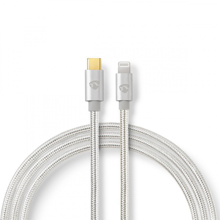 Nedis Lightning Kaapeli | USB 2.0 | USB-C™ Uros | Apple Lightning 8-Pin | 480 Mbps | Kullattu | 2.00 m | Pyöreä | Nailon / Punottu | Alumiini | Laatikko kannella ja ikkunalla
