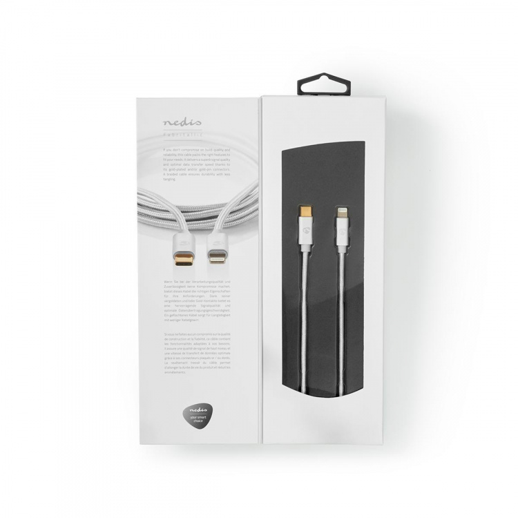 Nedis Lightning Kaapeli | USB 2.0 | USB-C™ Uros | Apple Lightning 8-Pin | 480 Mbps | Kullattu | 2.00 m | Pyöreä | Nailon / Punottu | Alumiini | Laatikko kannella ja ikkunalla