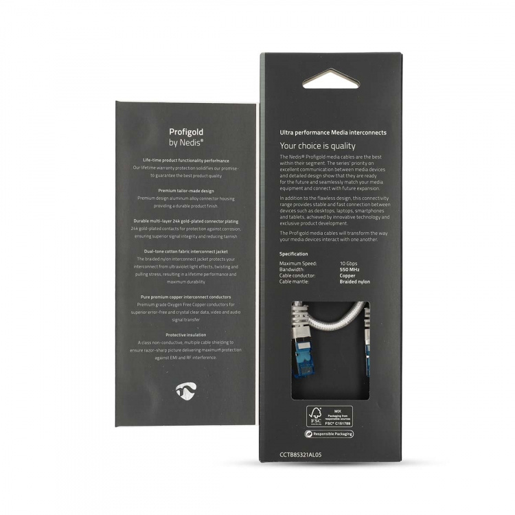 Nedis CAT6a verkkokaapeli | S/FTP | RJ45 uros | RJ45 uros | 0.50 m | Snagless | Pyöreä | Punottu / PVC | Hopea | Laatikko kannella ja ikkunalla Nedis CAT6a verkkokaapeli | S/FTP | RJ45 uros | RJ45 uros | 0.50 m | Snagless | Pyöreä | Punottu / PVC | Hopea | Laatikko kannella ja ikkunalla