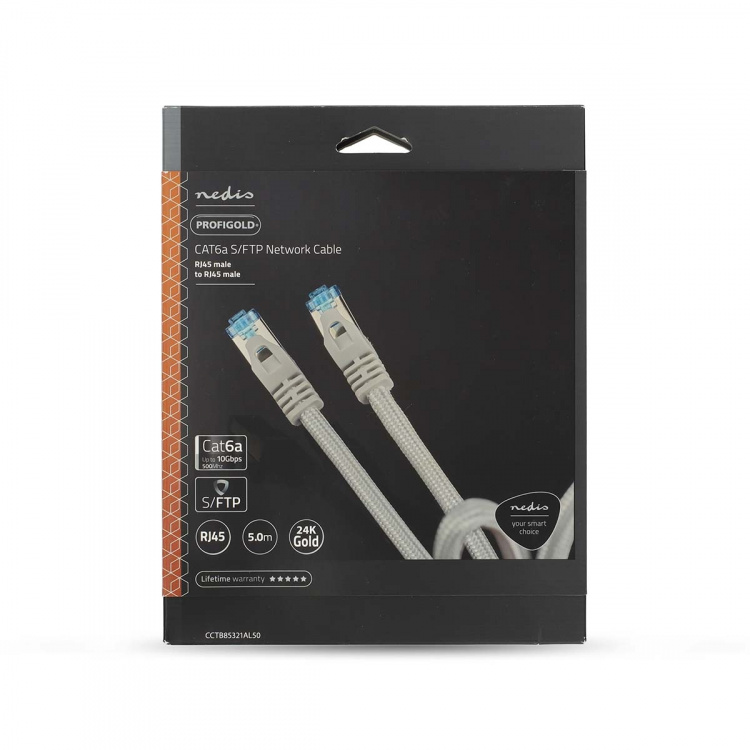 Nedis CAT6a verkkokaapeli | S/FTP | RJ45 uros | RJ45 uros | 10.0 m | Snagless | Pyöreä | Punottu / PVC | Hopea | Laatikko kannella ja ikkunalla