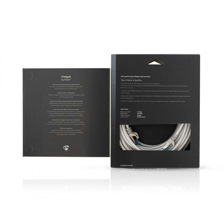 Nedis CAT6a verkkokaapeli | S/FTP | RJ45 uros | RJ45 uros | 10.0 m | Snagless | Pyöreä | Punottu / PVC | Hopea | Laatikko kannella ja ikkunalla