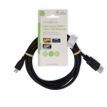 Nedis High Speed ​​HDMI ™ Kaapeli Ethernet | HDMI™ liitin | HDMI™ Micro | 4K@30Hz | 10.2 Gbps | 1.50 m | Pyöreä | PVC | Musta | Label
