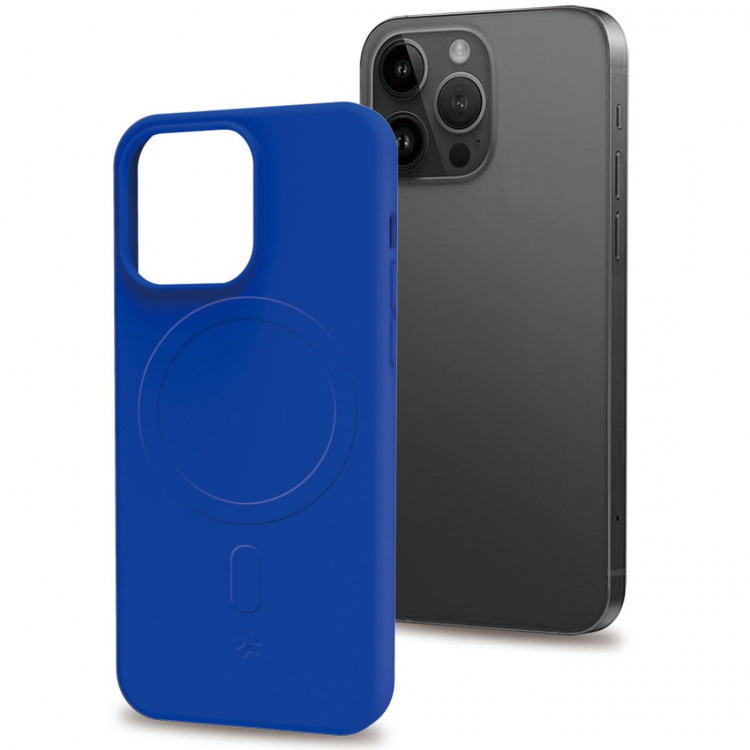 Celly Cromomag Soft rubber case MagSafe iPhone 15 Pro Blå  Celly Cromomag Soft rubber case MagSafe iPhone 15 Pro Blå