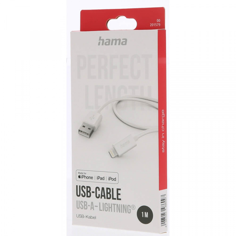 Hama Charging Cable USB-A to Lightning White 1.0m