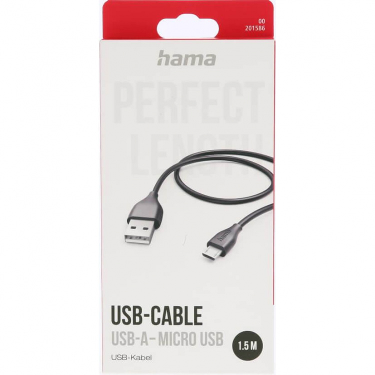 HAMA Charging Cable USB-A to Micro-USB Black 1.5m