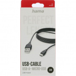 HAMA Charging Cable USB-A to Micro-USB Black 3.0m