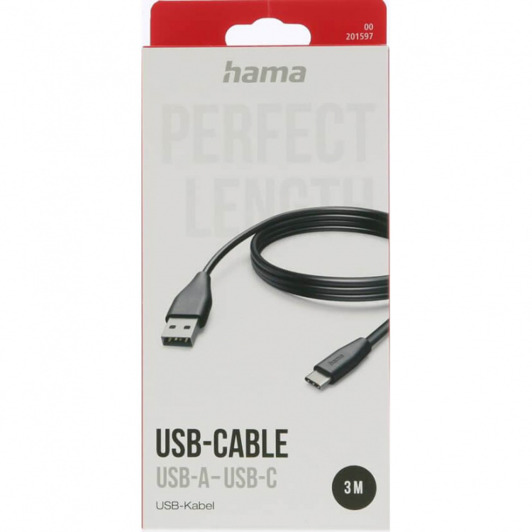 HAMA Charging Cable USB-A to USB-C Black 3.0m HAMA Charging Cable USB-A to USB-C Black 3.0m