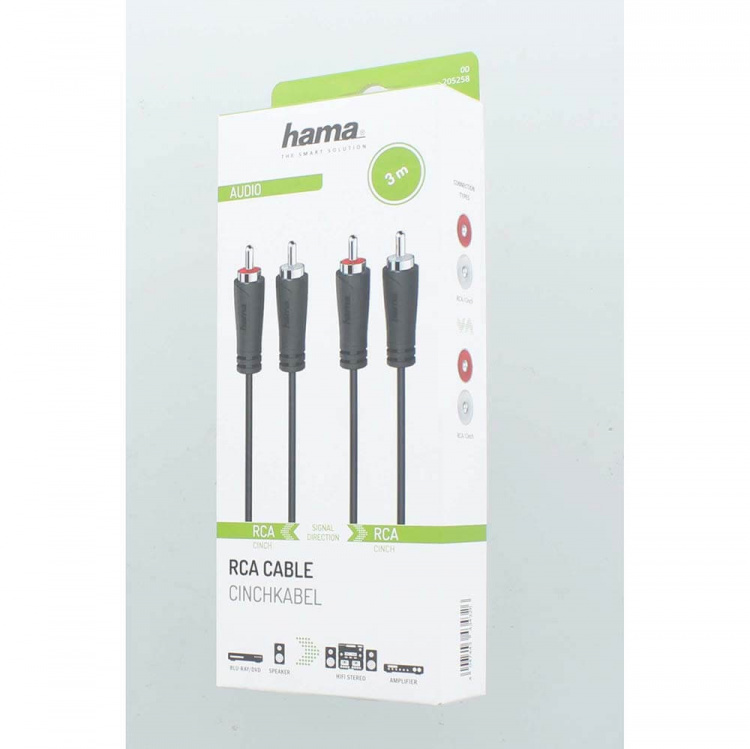 Hama Cable Audio 2 RCA Plugs - 2 RCA Plugs 3.0m Hama Cable Audio 2 RCA Plugs - 2 RCA Plugs 3.0m