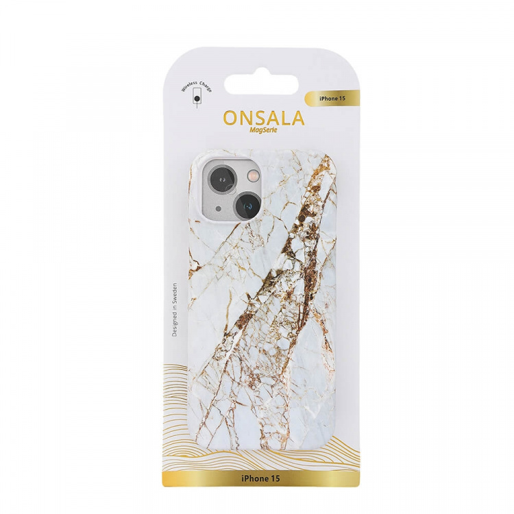 ONSALA Backcover MagSerie iPhone 15 White Rhino Marble ONSALA Backcover MagSerie iPhone 15 White Rhino Marble
