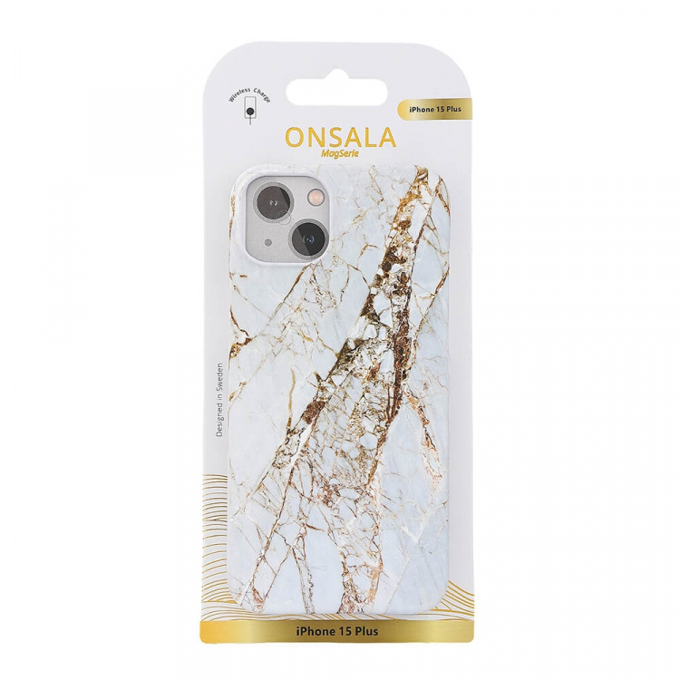 ONSALA Backcover MagSerie iPhone 15 Plus White Rhino Marble ONSALA Backcover MagSerie iPhone 15 Plus White Rhino Marble