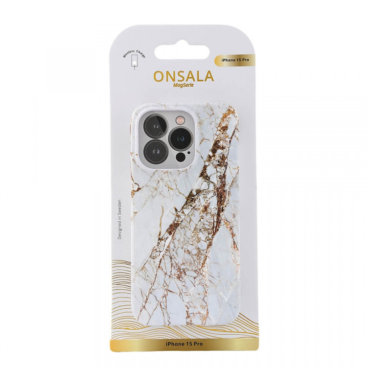 ONSALA Backcover MagSerie iPhone 15 Pro White Rhino Marble ONSALA Backcover MagSerie iPhone 15 Pro White Rhino Marble