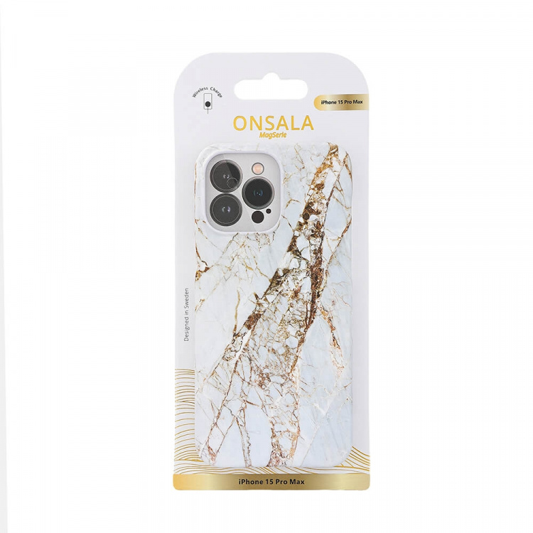 ONSALA Backcover MagSerie iPhone 15 Pro Max White Rhino Marble ONSALA Backcover MagSerie iPhone 15 Pro Max White Rhino Marble