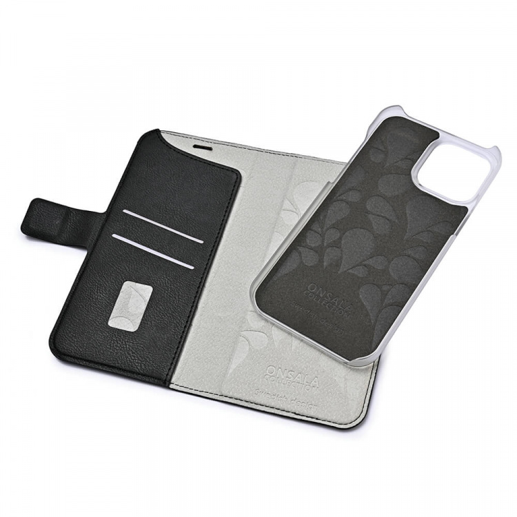 ONSALA Eco Wallet 2 card Recycled MagSerie iPhone 15 Pro Black