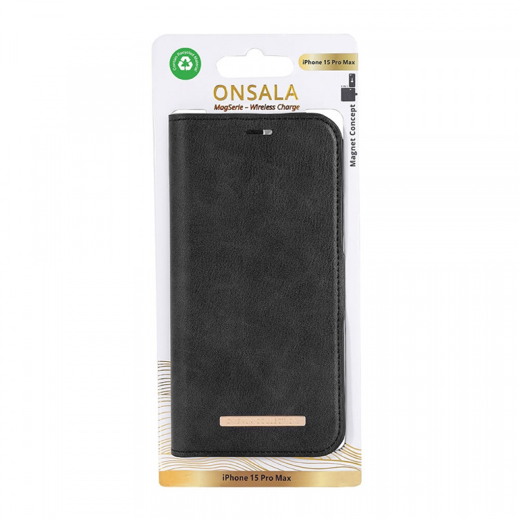 Onsala Eco Wallet 2 card Recycled MagSerie iPhone 15 Pro Max Black Onsala Eco Wallet 2 card Recycled MagSerie iPhone 15 Pro Max Black