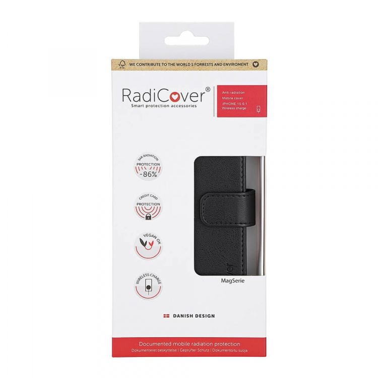 RADICOVER Flipcov Anti Radiation RFID 3 card MagS iPhone 15 Black PU RADICOVER Flipcov Anti Radiation RFID 3 card MagS iPhone 15 Black PU