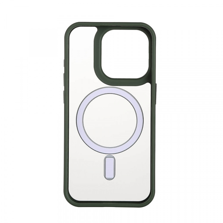 ONSALA Back Bumper Clear Case MagSerie iPhone 15 Pro Clear Case Green Bumper