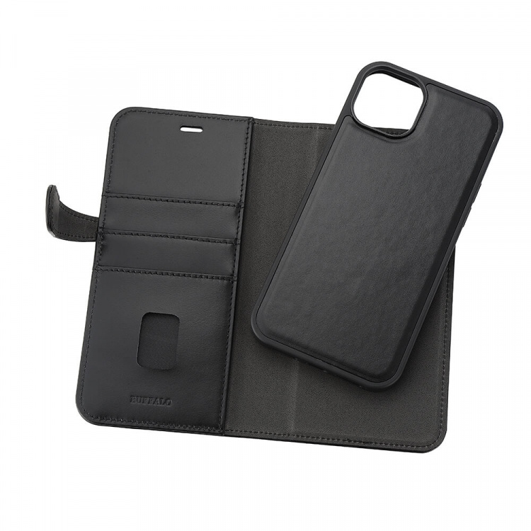 Buffalo 2in1 Leather 3 card MagSeries iPhone 15 Plus Black Buffalo 2in1 Leather 3 card MagSeries iPhone 15 Plus Black