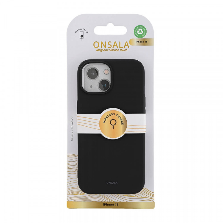 Onsala Back Sil Touch Recycled MagSerie iPhone 13/14/15 Black