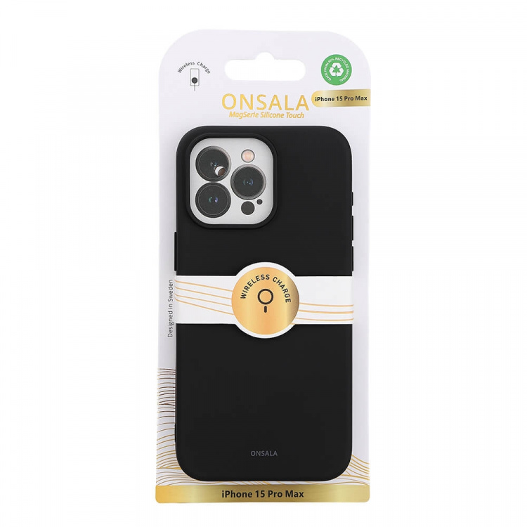 ONSALA Back Sil Touch Recycled MagSerie iPhone 15 Pro Max Black