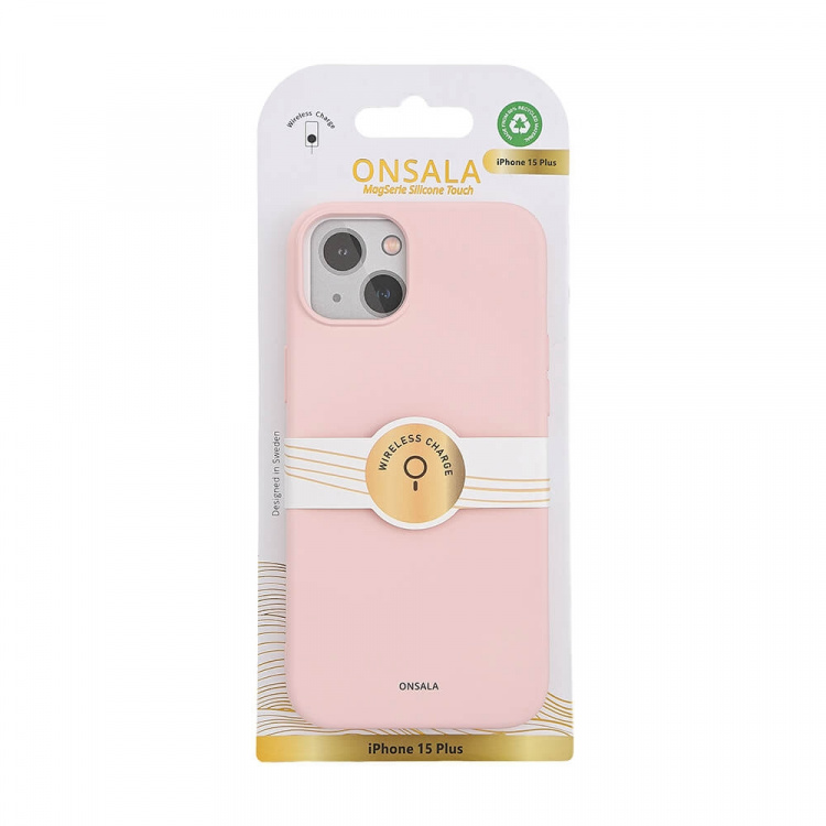 ONSALA Back Sil Touch Recycled MagSerie iPhone 15 Plus Chalk Pink ONSALA Back Sil Touch Recycled MagSerie iPhone 15 Plus Chalk Pink
