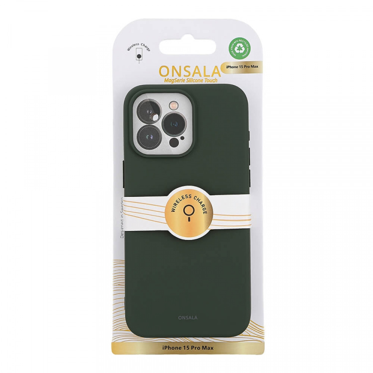 Onsala Back Sil Touch Recycled MagSerie iPhone 15 Pro Max Olive Green Onsala Back Sil Touch Recycled MagSerie iPhone 15 Pro Max Olive Green