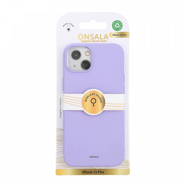 ONSALA Back Sil Touch Recycled MagSerie iPhone 15 Plus Purple