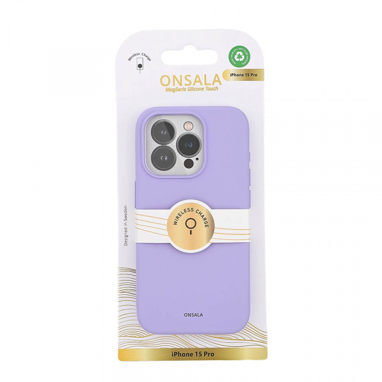ONSALA Back Sil Touch Recycled MagSerie iPhone 15 Pro Purple ONSALA Back Sil Touch Recycled MagSerie iPhone 15 Pro Purple