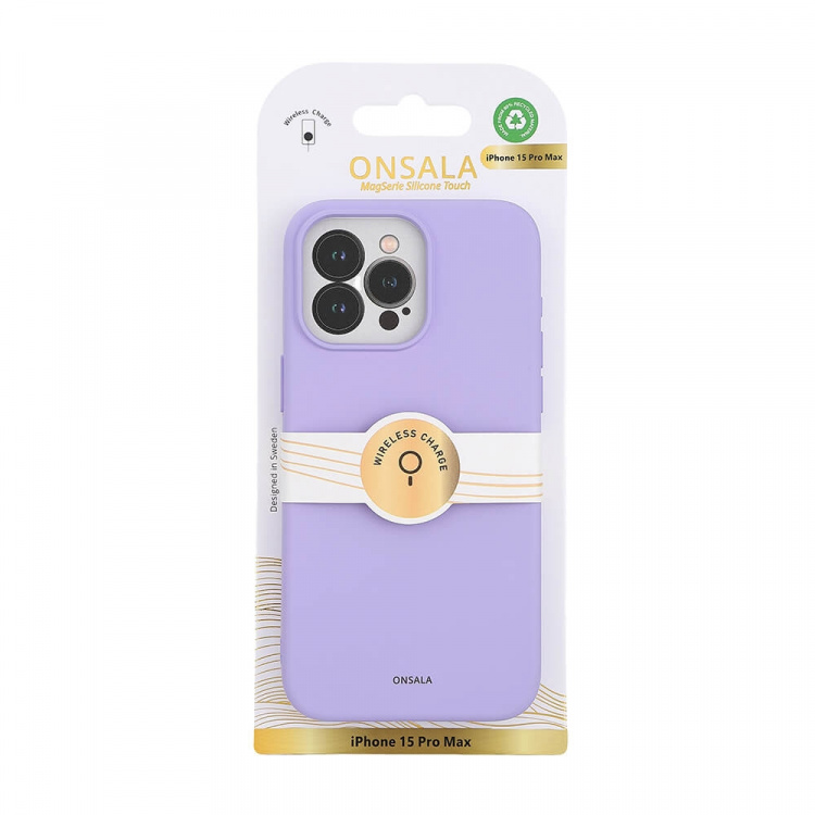 ONSALA Back Sil Touch Recycled MagSerie iPhone 15 Pro Max Purple