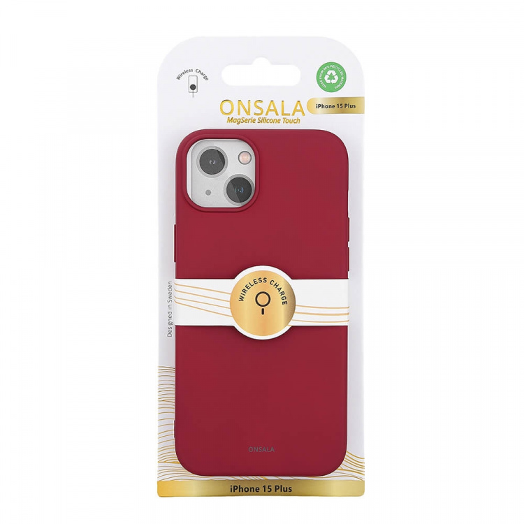 ONSALA Back Sil Touch Recycled MagSerie iPhone 15 Plus Deep Red ONSALA Back Sil Touch Recycled MagSerie iPhone 15 Plus Deep Red