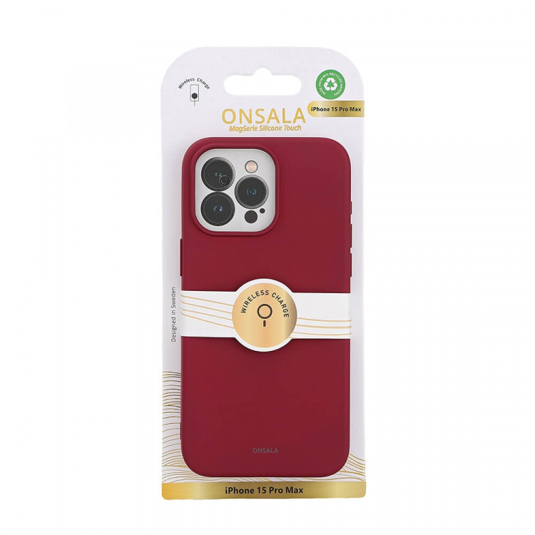 ONSALA Back Sil Touch Recycled MagSerie iPhone 15 Pro Max Deep Red ONSALA Back Sil Touch Recycled MagSerie iPhone 15 Pro Max Deep Red