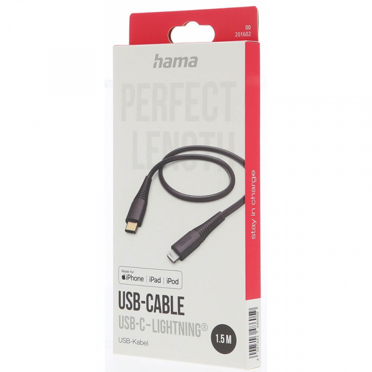 HAMA Charging Cable USB-C to Lightning Black 1.5m