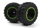 BLACKZON Smyter MT Wheels/Tires Assy (Black/Green/2pcs)