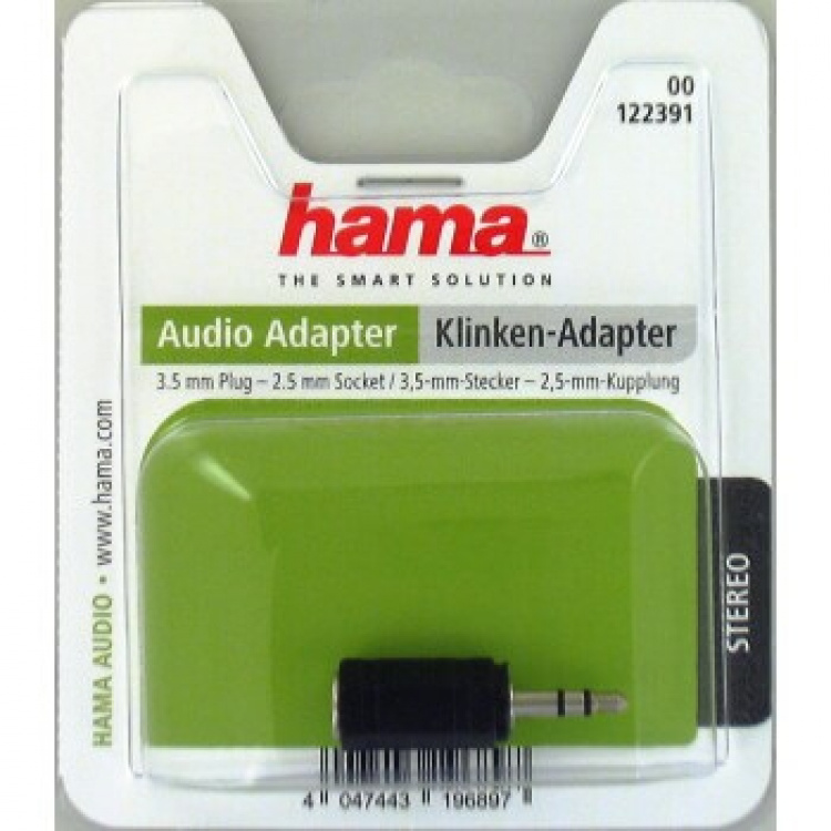 Hama Sovitin Audio 3.5mm-2.5mm Uros-Naaras Stereo Musta