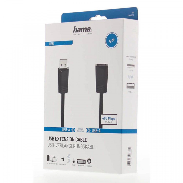 Hama Cable USB 2.0 Extension 480 Mbit/s 5.0m Black